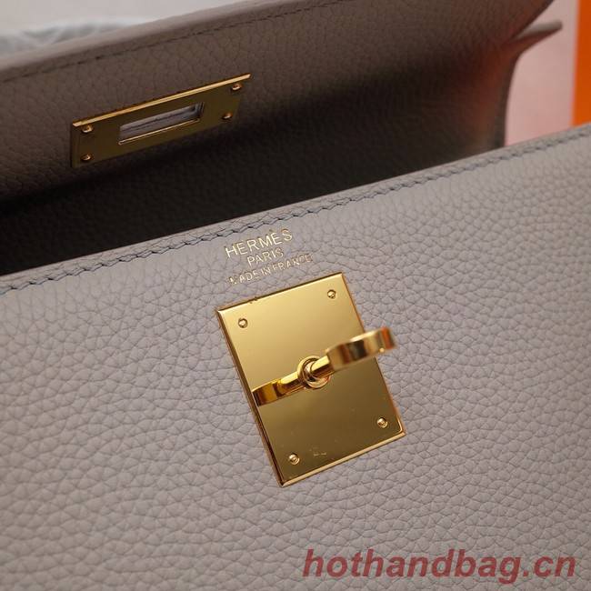 Hermes Kelly Shoulder Bag Original TOGO Leather KY3255 Pearl grey