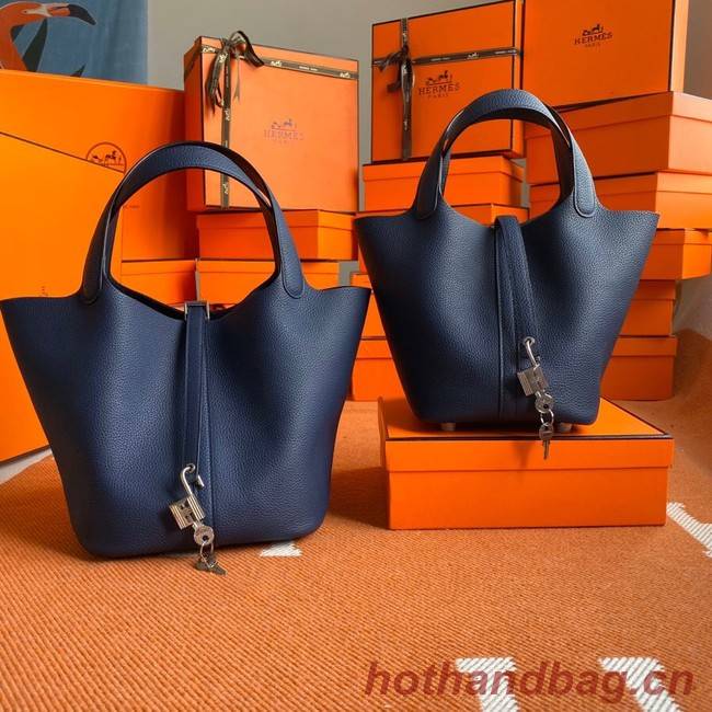 Hermes Picotin Lock Bags Original togo Leather PL3388 Sapphire blue