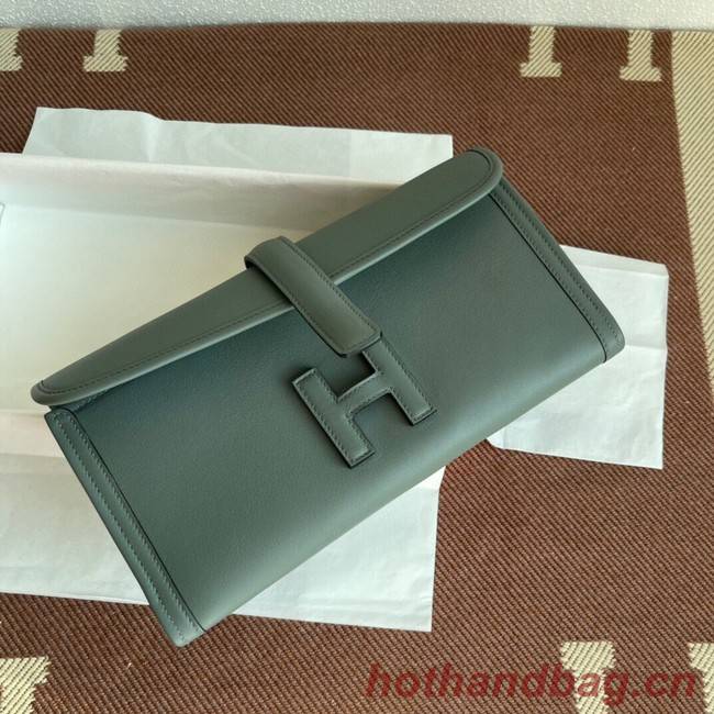 Hermes Original jige swift Leather Clutch 37088 Almond green