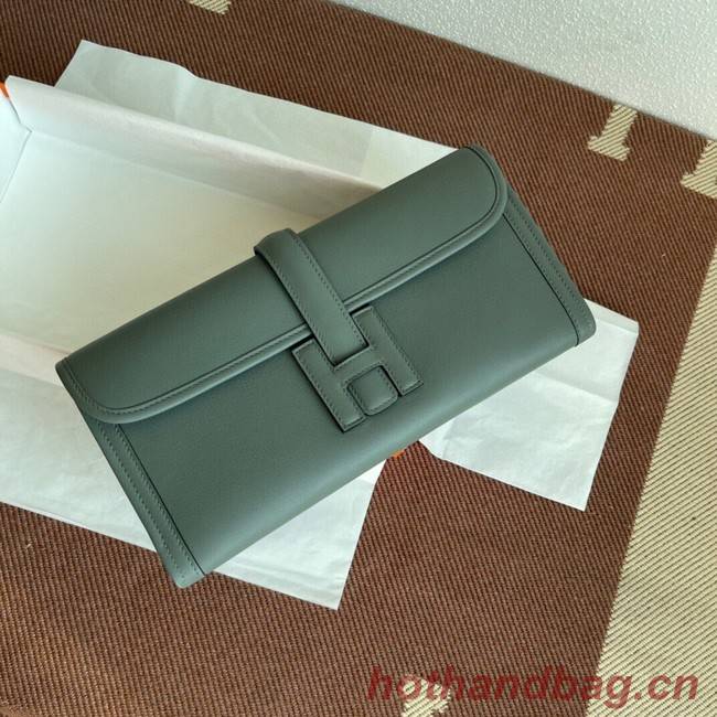 Hermes Original jige swift Leather Clutch 37088 Almond green