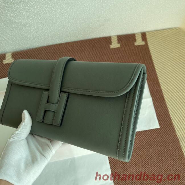 Hermes Original jige swift Leather Clutch 37088 Almond green