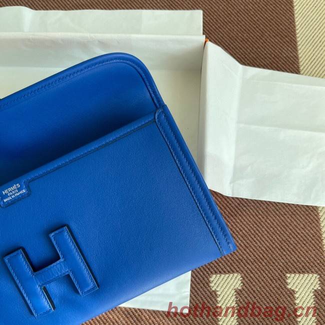 Hermes Original jige swift Leather Clutch 37088 Electro optic blue