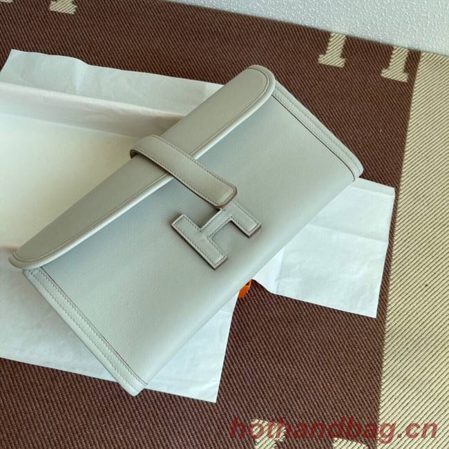 Hermes Original jige swift Leather Clutch 37088 Pearl grey