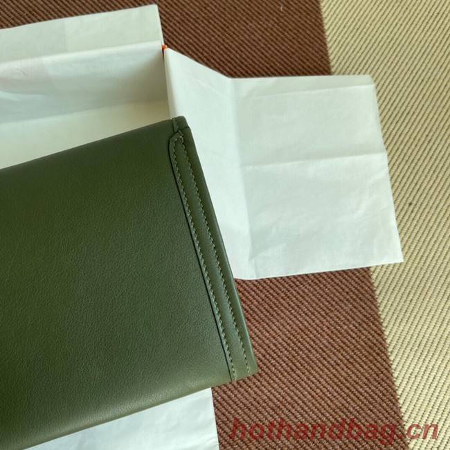 Hermes Original jige swift Leather Clutch 37088 blackish green