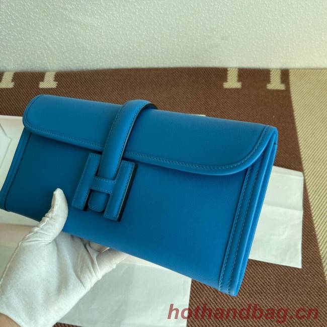 Hermes Original jige swift Leather Clutch 37088 blue