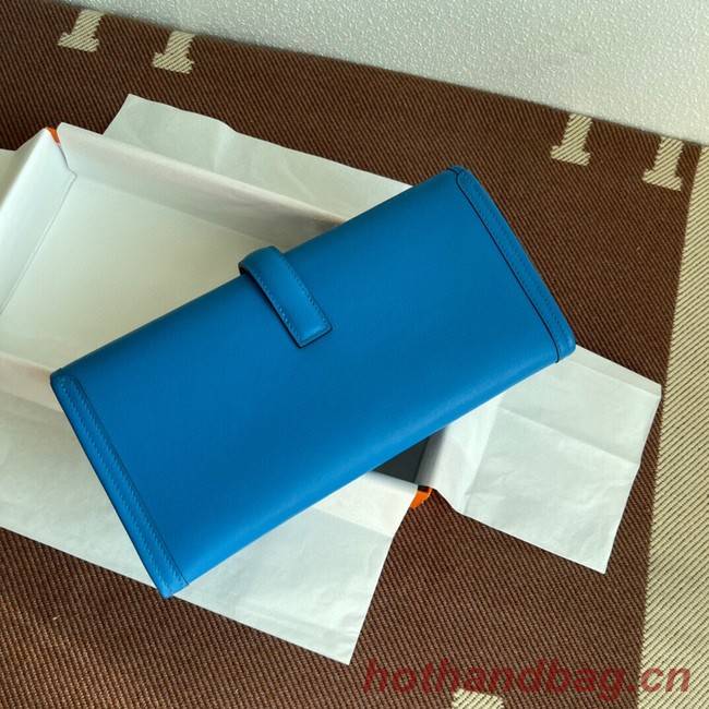 Hermes Original jige swift Leather Clutch 37088 blue