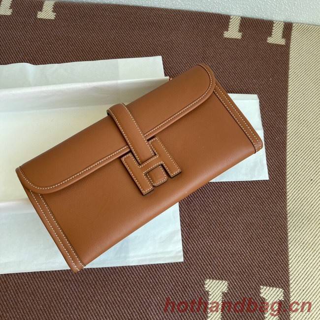 Hermes Original jige swift Leather Clutch 37088 brown