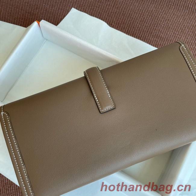 Hermes Original jige swift Leather Clutch 37088 dark gray