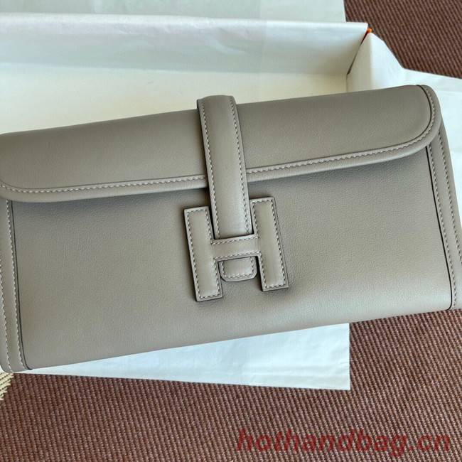 Hermes Original jige swift Leather Clutch 37088 gray