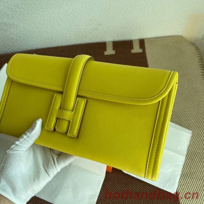 Hermes Original jige swift Leather Clutch 37088 lemon