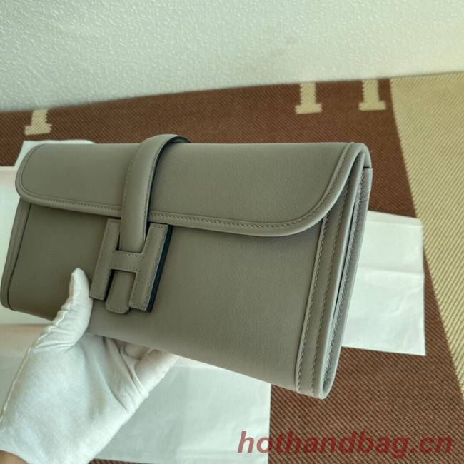 Hermes Original jige swift Leather Clutch 37088 light gray