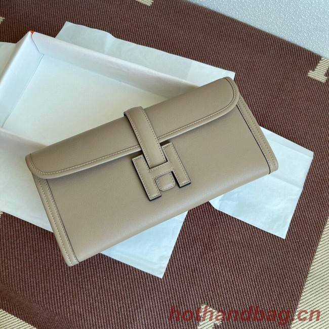 Hermes Original jige swift Leather Clutch 37088 light gray