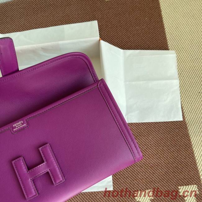 Hermes Original jige swift Leather Clutch 37088 purple