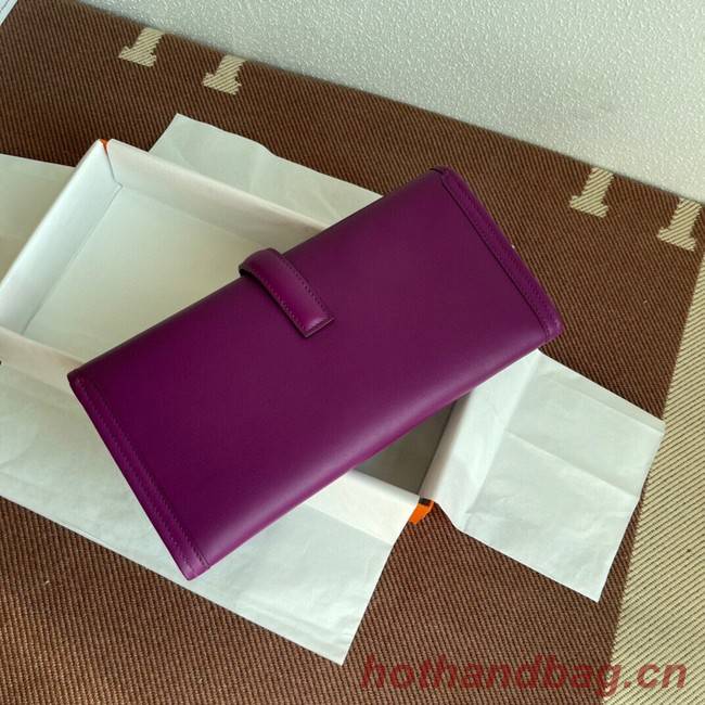 Hermes Original jige swift Leather Clutch 37088 purple