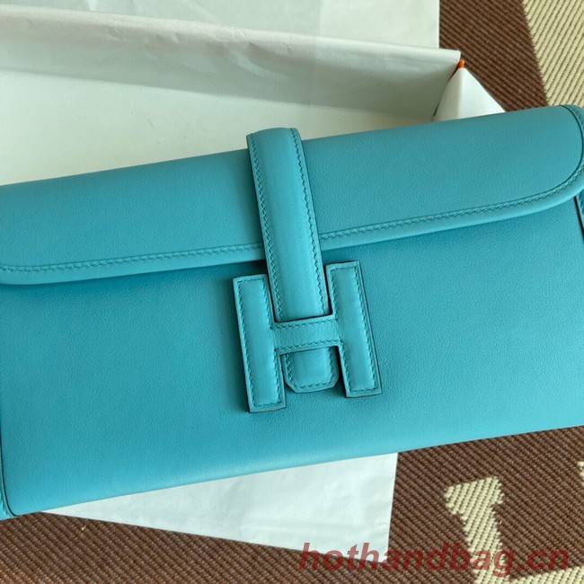 Hermes Original jige swift Leather Clutch 37088 sky blue