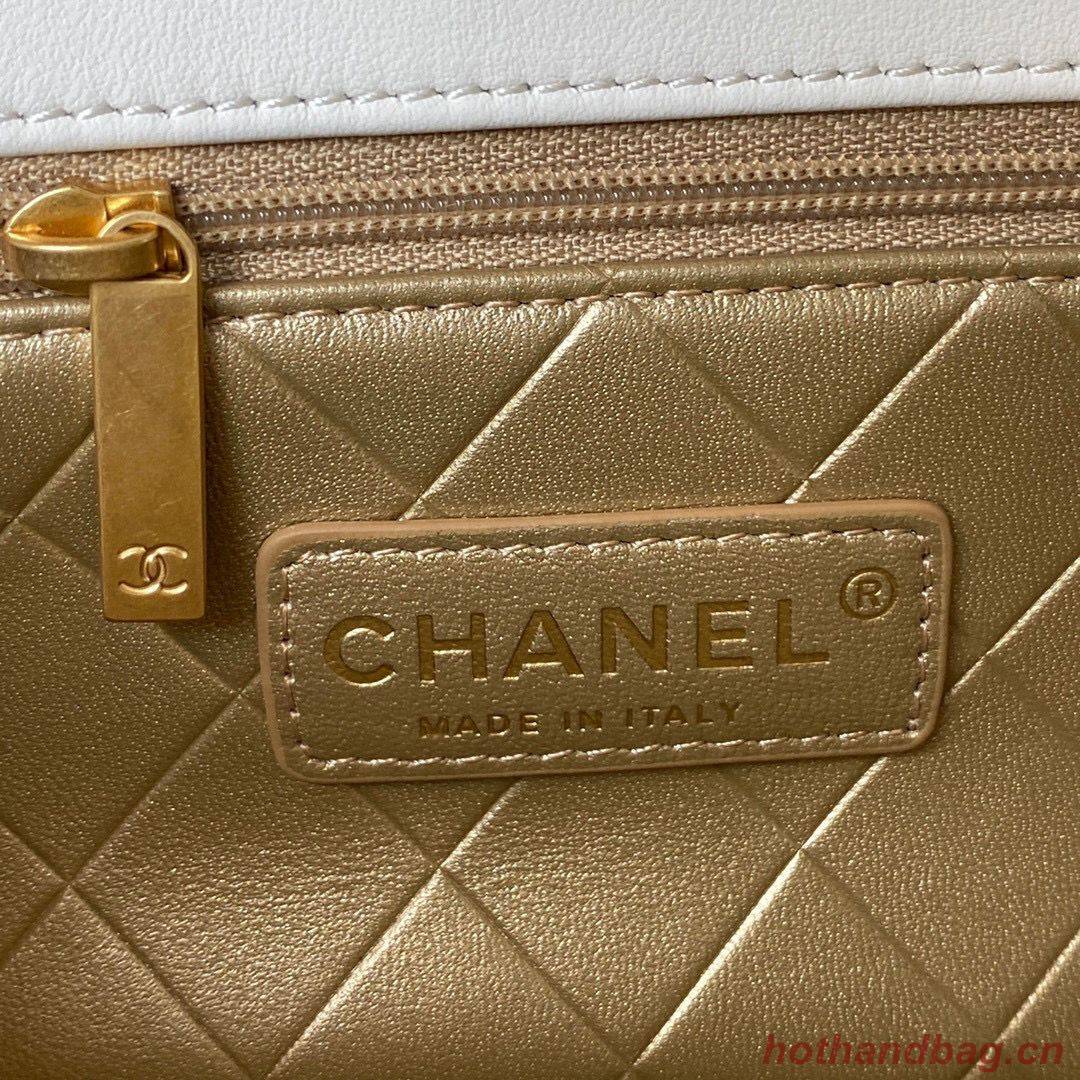 Chanel Original Leather Pearl Hairpin Badge Bag AS2979 White