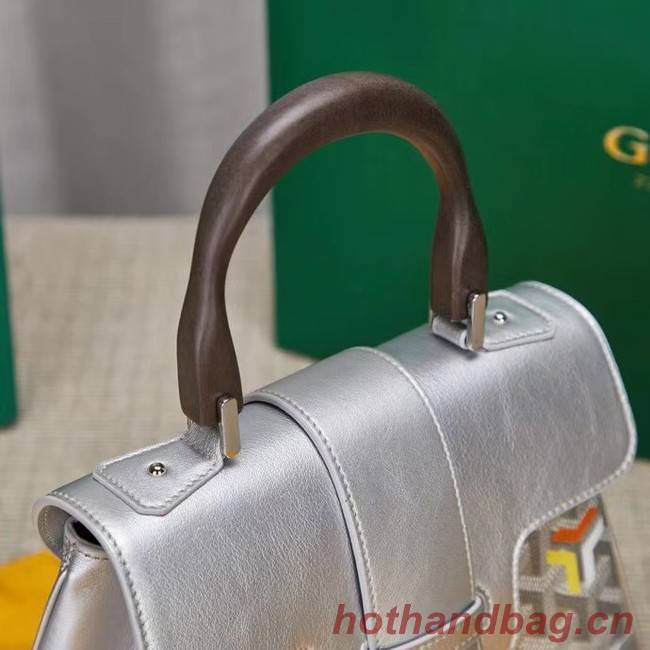 Goyard Calfskin Leather saigon mini Tote Bag 9955 silver