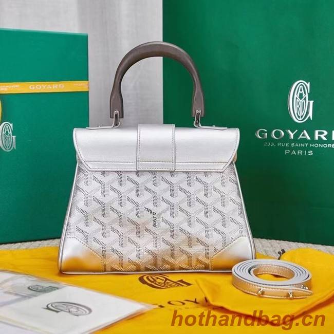 Goyard Calfskin Leather saigon mini Tote Bag 9955 silver