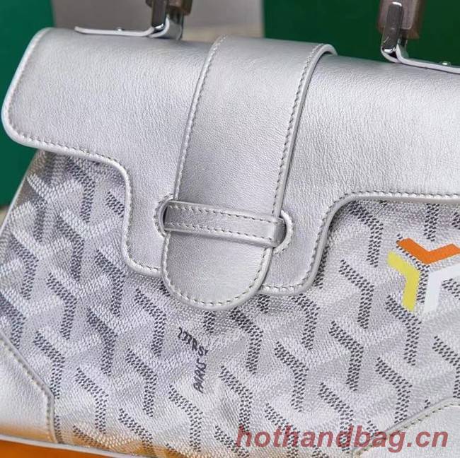 Goyard Calfskin Leather saigon mini Tote Bag 9955 silver