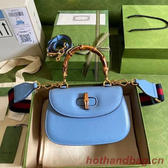 Gucci Small top handle bag with Bamboo 675797 blue