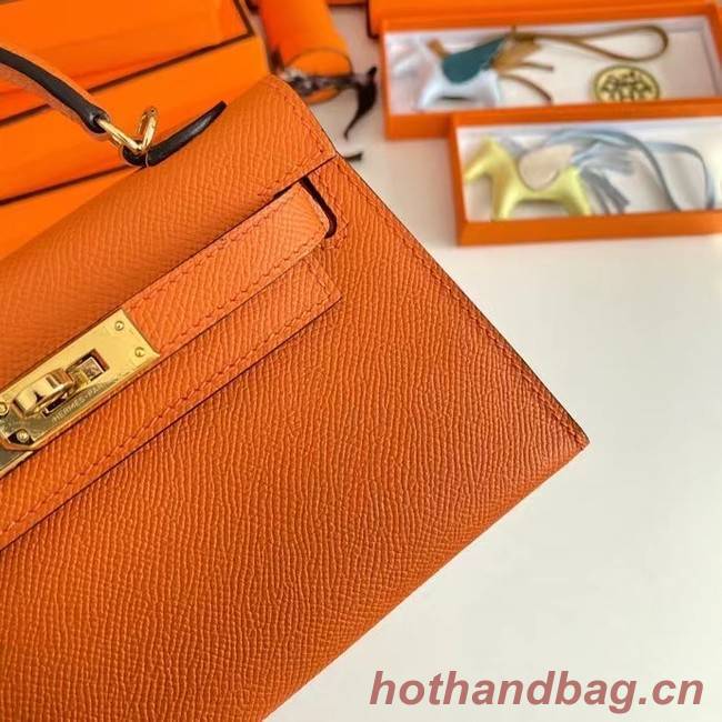 Hermes Kelly 19cm Shoulder Bags Epsom Leather KL19 Gold hardware orange