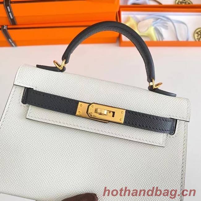 Hermes Kelly 19cm Shoulder Bags Epsom Leather KL19 Gold hardware white&black