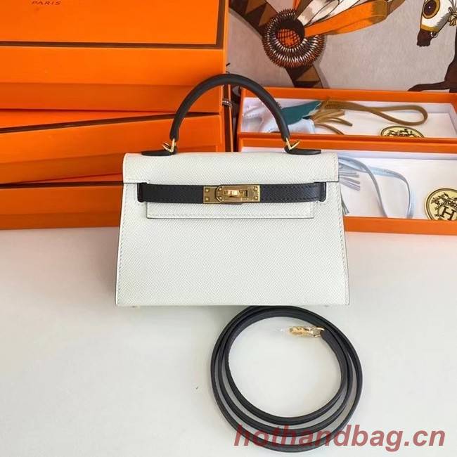 Hermes Kelly 19cm Shoulder Bags Epsom Leather KL19 Gold hardware white&black