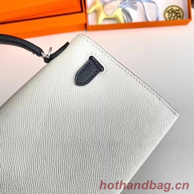 Hermes Kelly 19cm Shoulder Bags Epsom Leather KL19  Silver hardware white&black