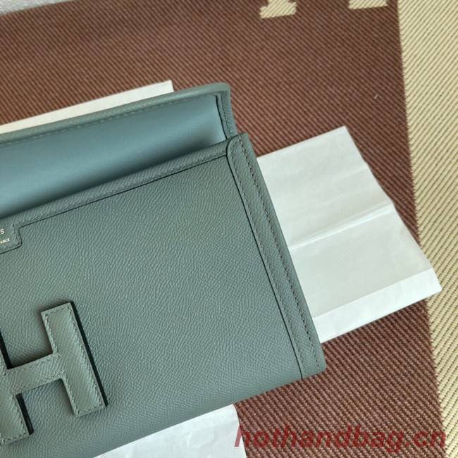 Hermes Original Espom Leather Clutch 37088 Almond green