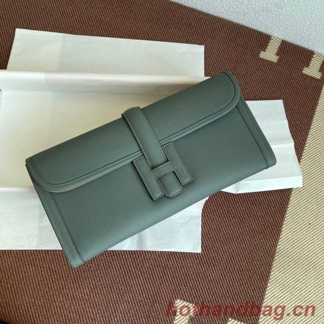 Hermes Original Espom Leather Clutch 37088 Almond green