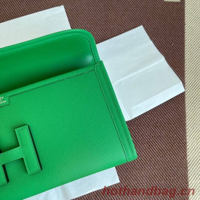 Hermes Original Espom Leather Clutch 37088 Bamboo green