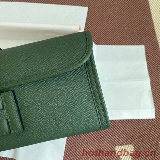 Hermes Original Espom Leather Clutch 37088 blackish green