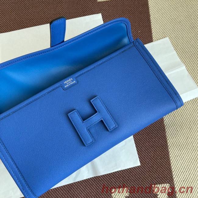 Hermes Original Espom Leather Clutch 37088 optic blue