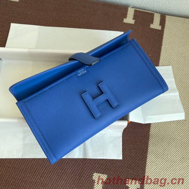 Hermes Original Espom Leather Clutch 37088 optic blue