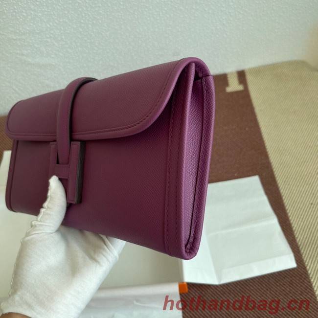 Hermes Original Espom Leather Clutch 37088 purple