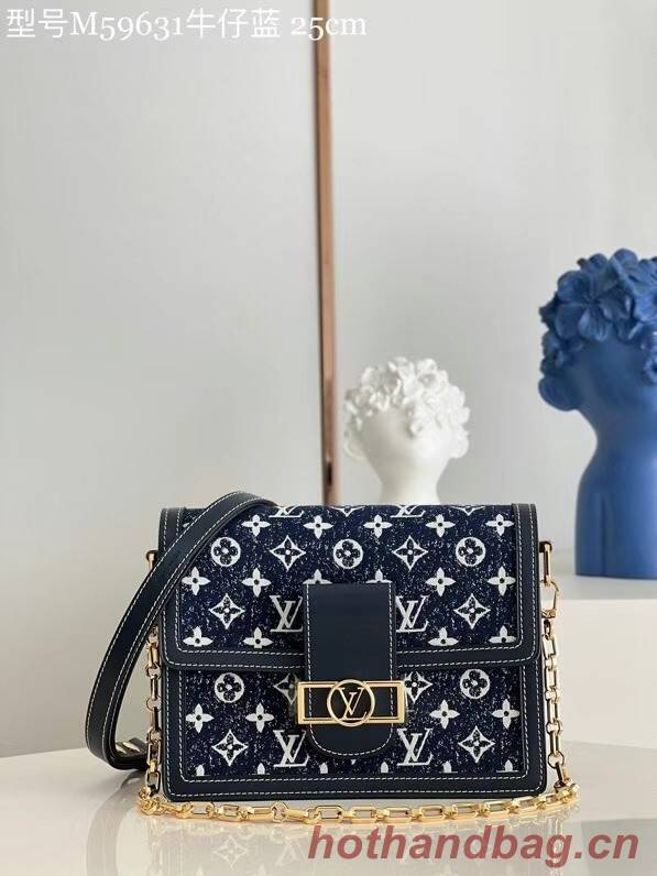 Louis Vuitton Monogram denim DAUPHINE MM M59483 Navy Blue