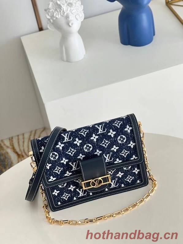 Louis Vuitton Monogram denim DAUPHINE MM M59483 Navy Blue