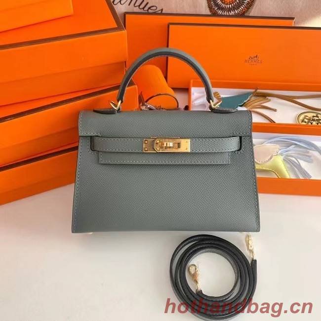 Hermes Kelly 19cm Shoulder Bags Epsom Leather KL19 Gold hardware Almond green