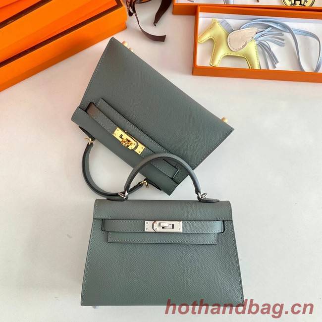 Hermes Kelly 19cm Shoulder Bags Epsom Leather KL19 Gold hardware Almond green