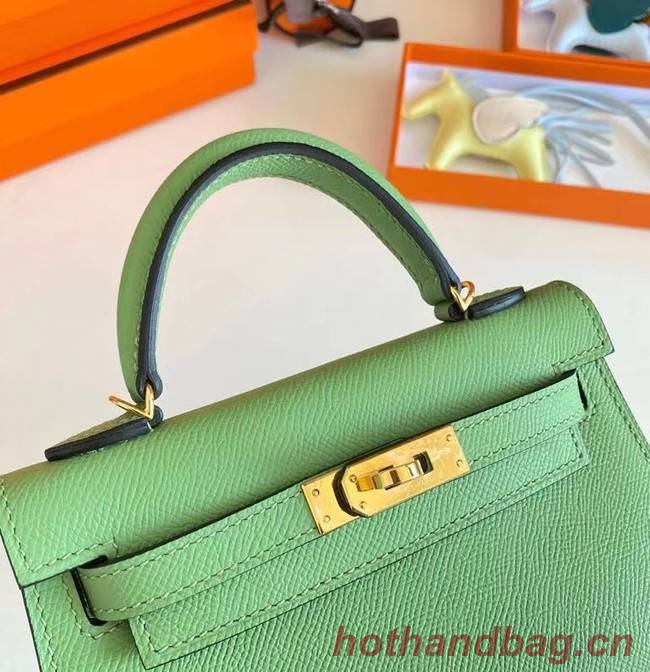 Hermes Kelly 19cm Shoulder Bags Epsom Leather KL19 Gold hardware Avocado Green