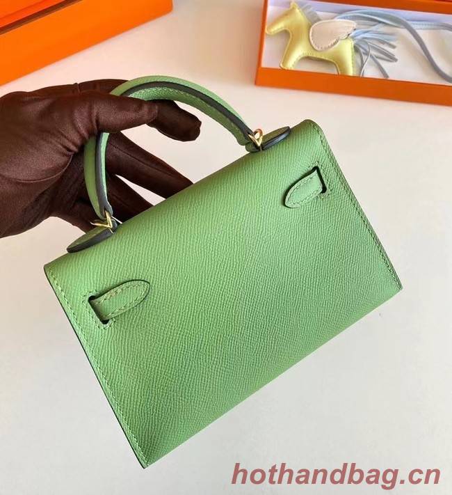 Hermes Kelly 19cm Shoulder Bags Epsom Leather KL19 Gold hardware Avocado Green