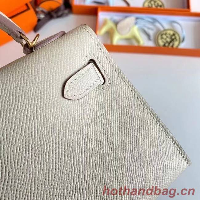 Hermes Kelly 19cm Shoulder Bags Epsom Leather KL19 Gold hardware Cream