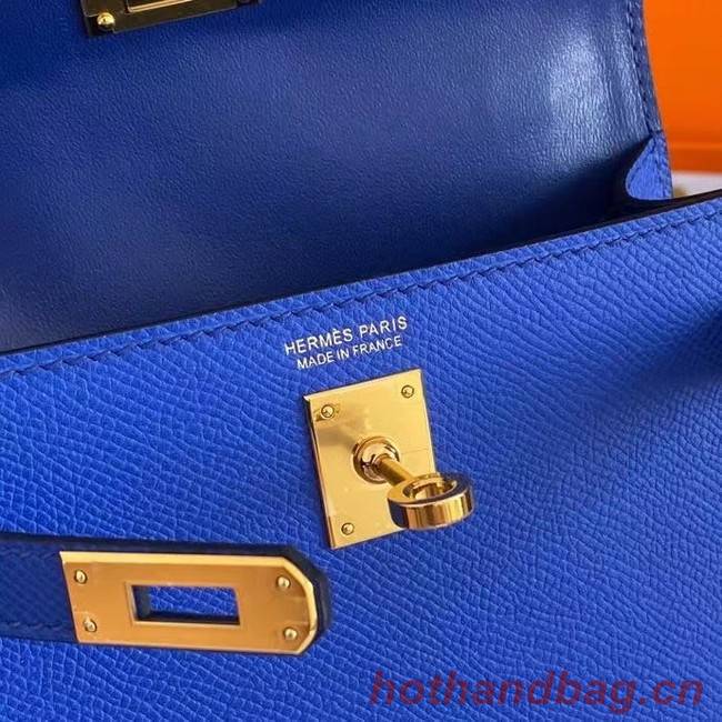 Hermes Kelly 19cm Shoulder Bags Epsom Leather KL19 Gold hardware Electro optic blue