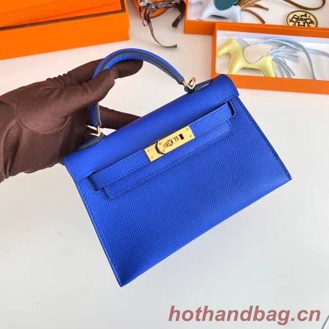 Hermes Kelly 19cm Shoulder Bags Epsom Leather KL19 Gold hardware Electro optic blue