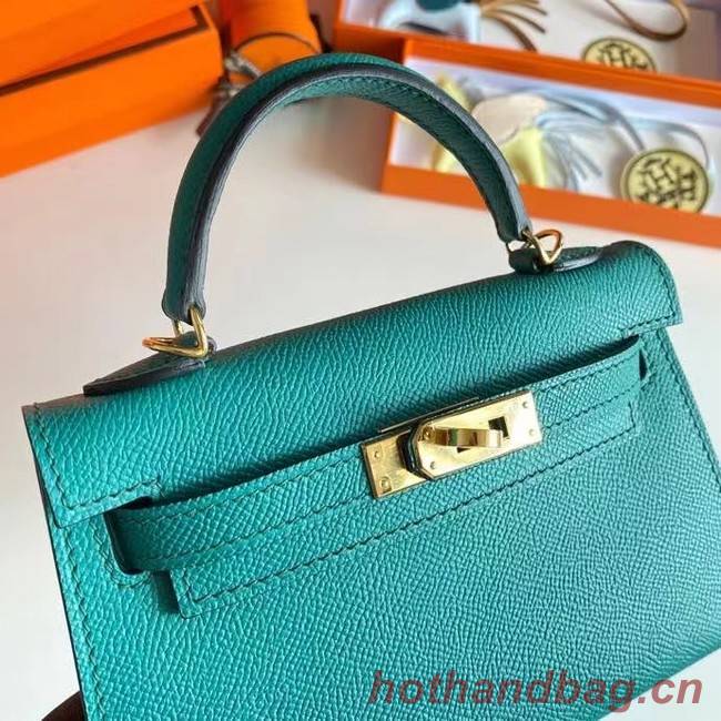 Hermes Kelly 19cm Shoulder Bags Epsom Leather KL19 Gold hardware Lake blue