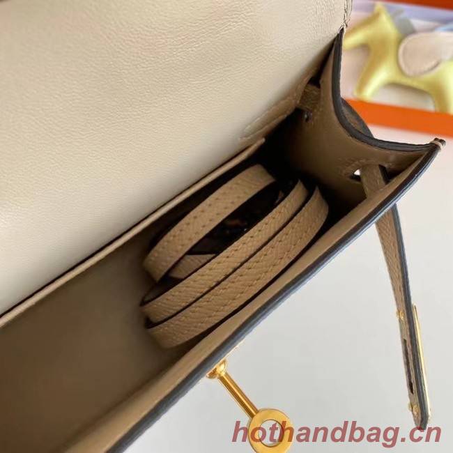 Hermes Kelly 19cm Shoulder Bags Epsom Leather KL19 Gold hardware Pearl grey