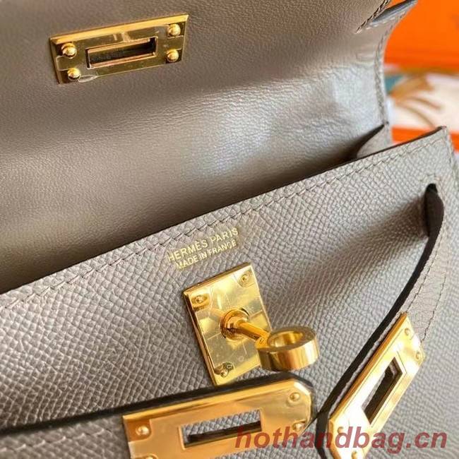 Hermes Kelly 19cm Shoulder Bags Epsom Leather KL19 Gold hardware gray