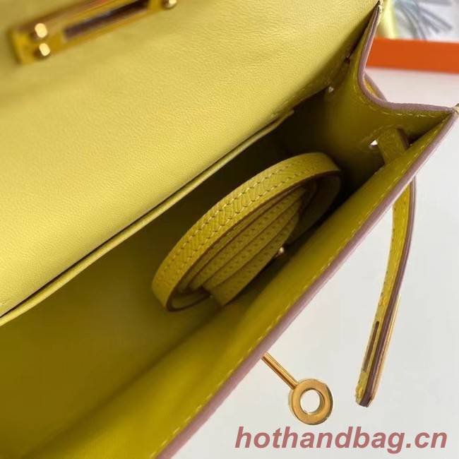 Hermes Kelly 19cm Shoulder Bags Epsom Leather KL19 Gold hardware lemon