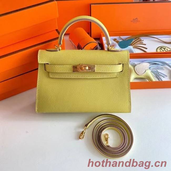 Hermes Kelly 19cm Shoulder Bags Epsom Leather KL19 Gold hardware lemon