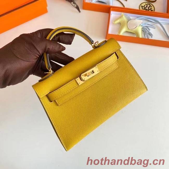 Hermes Kelly 19cm Shoulder Bags Epsom Leather KL19 Gold hardware yellow